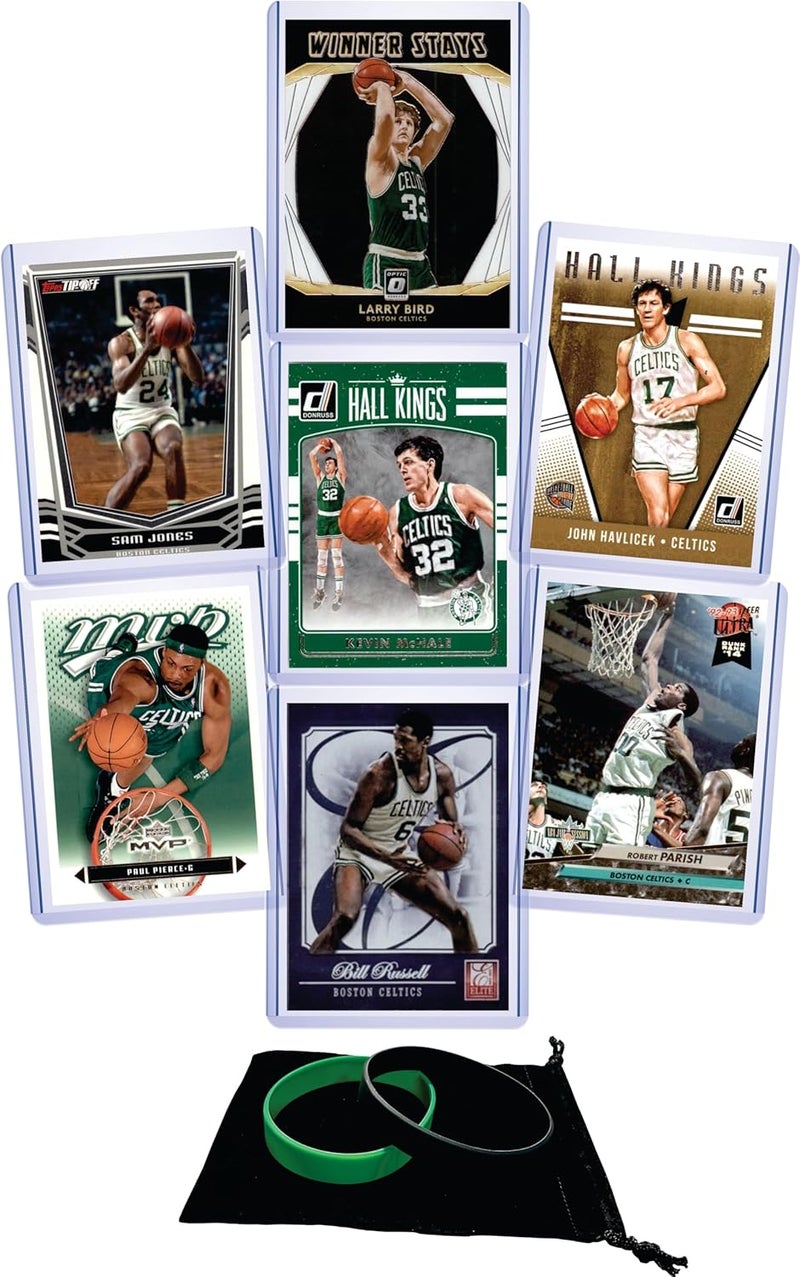 Chaser Boston Celtics Legends Cards: Larry Bird, John Havlicek, Bill Russell, Paul Pierce, Robert Parrish, Kevin Mchale, and Sam Jones (7) Assorted GOAT Card Gift Pack - Image 1